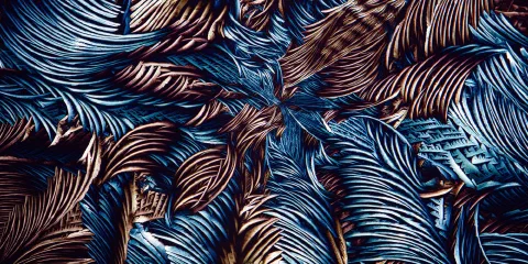 Crystals seen under polarised light