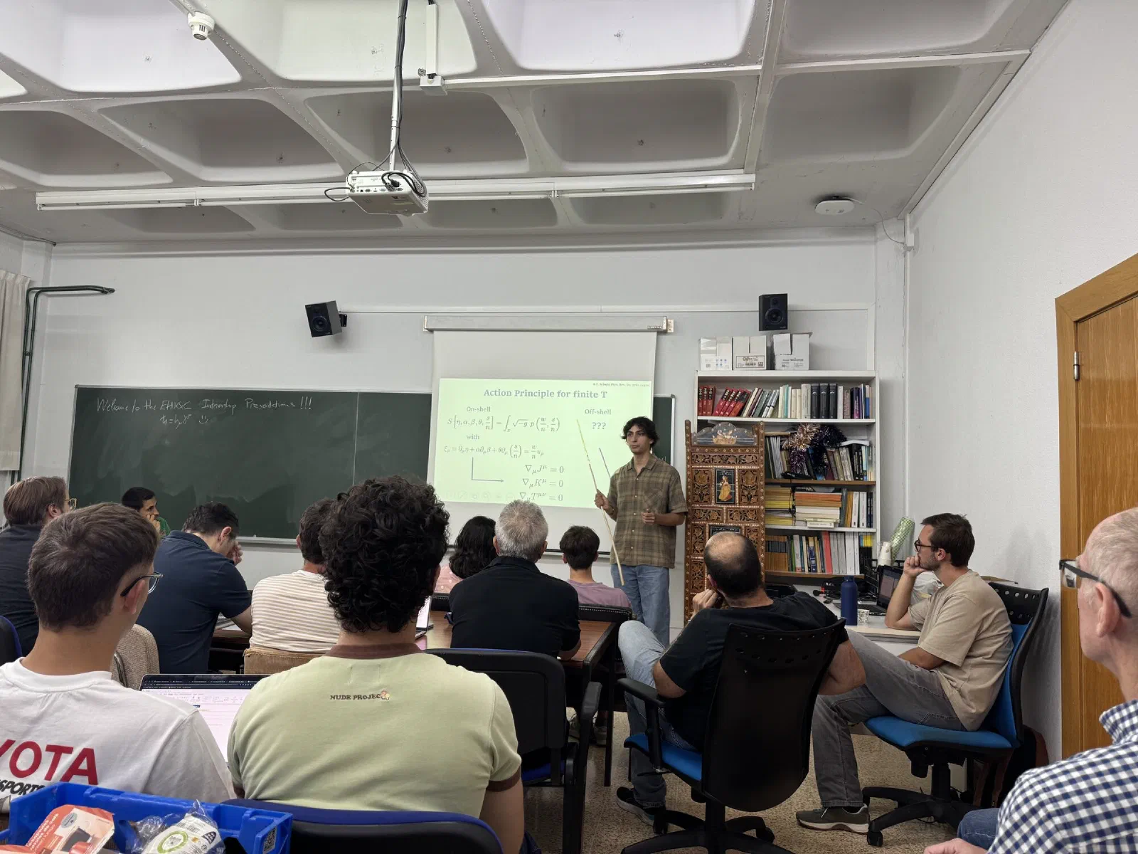 A student presenting results